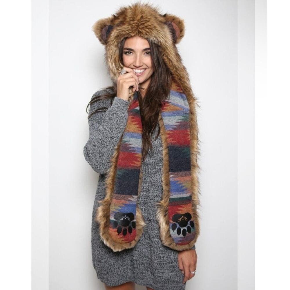 SpiritHoods Kodiak grizzly bear hat hoodie warmer hood OS one size unisex